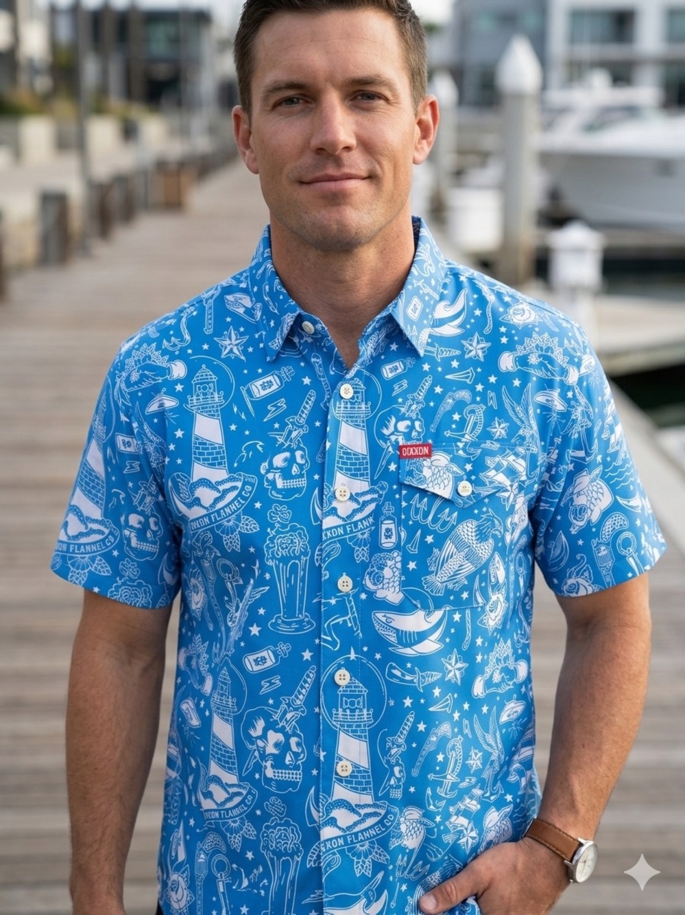 NWT Dixxon Flannel Co. Seaside Limited Edition Party Shirt Mens XL Blue Nautical